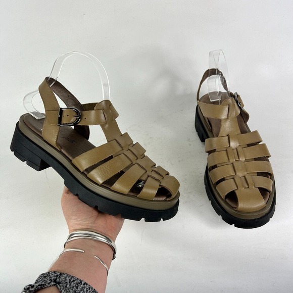 Free People Shoes - Free People Delaney Platforms Women's 7.5 Brown Leather Chunky Fisherman Sandals